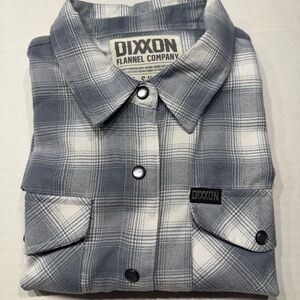 DIXXON Blue and White Plaid Women's Button Down flannel The Summit